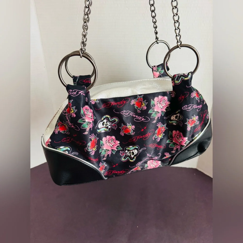 Ed hardy tattoo and Heart design Embellished satchel BNWT - Picture 3 of 12